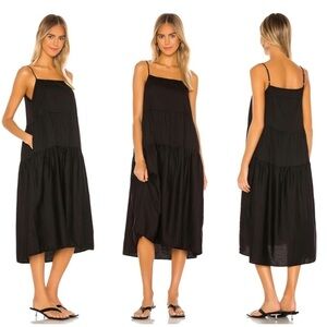 Enza Costa Cotton Tiered Dress in Black